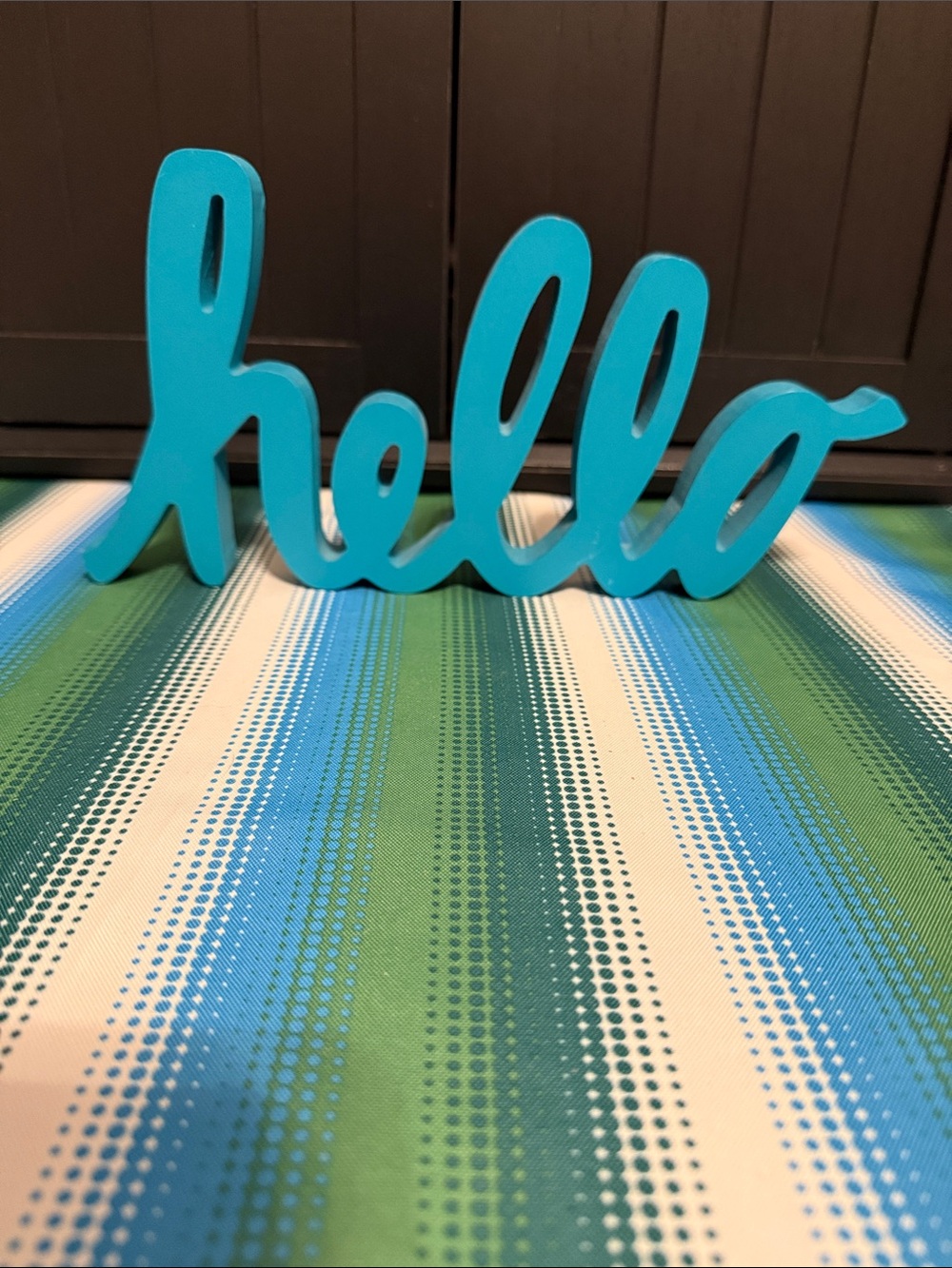 Blue "hello" Script Sign - Home Decor - Picture 4 of 6